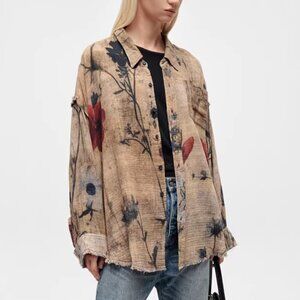 R13 Tan & Brown Drop Neck Reversible Shirt